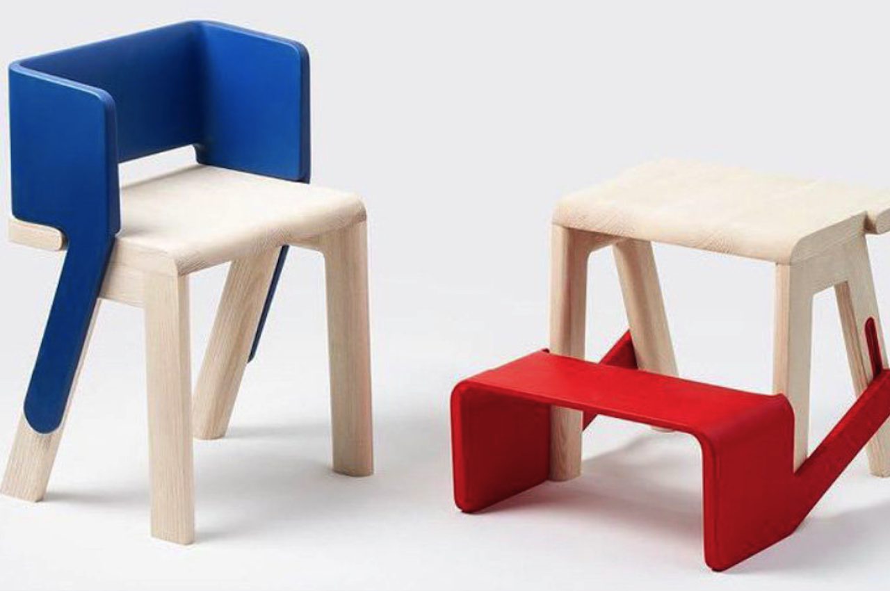 Flip Flap Step Stool Chair for Children Red Blue