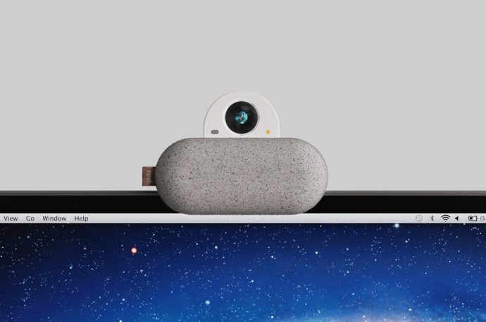 Revi is a fabric-covered pebble that is a webcam and smart speaker in one