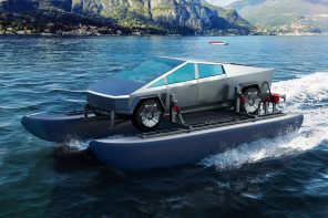 Tesla Cybertruck-inspired innovations continue with extensions that transform it into an all-electric catamaran