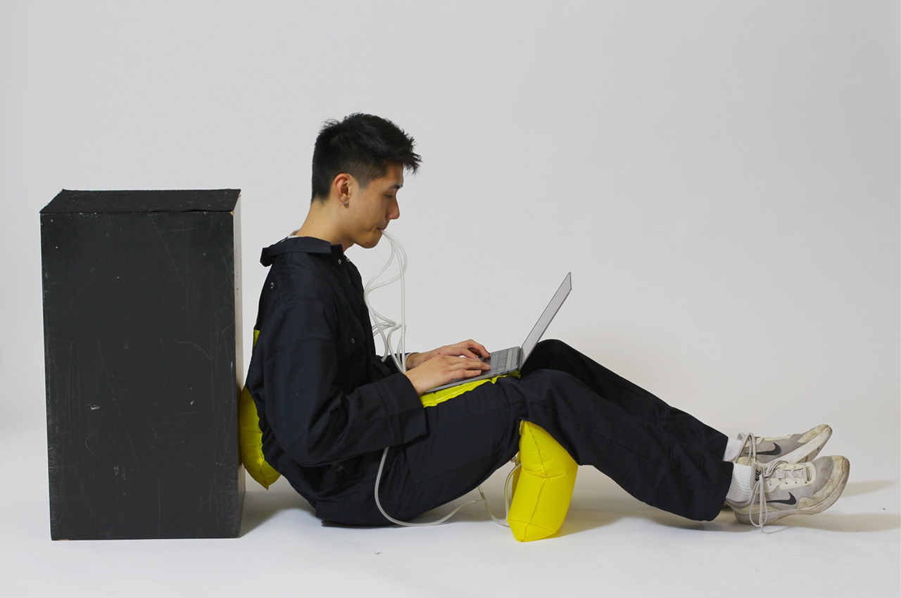 #With inflatable support cushions and bungee cords, these jumpsuits adapt to modern WFH needs