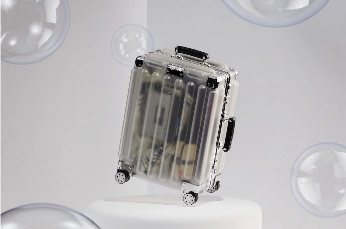 This bubble-wrap inspired semi-translucent luggage is easy-to-spot and carry