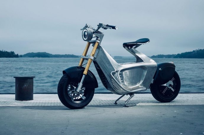 This electric scooter is made from sheets of steel folded like origami. Watch the video