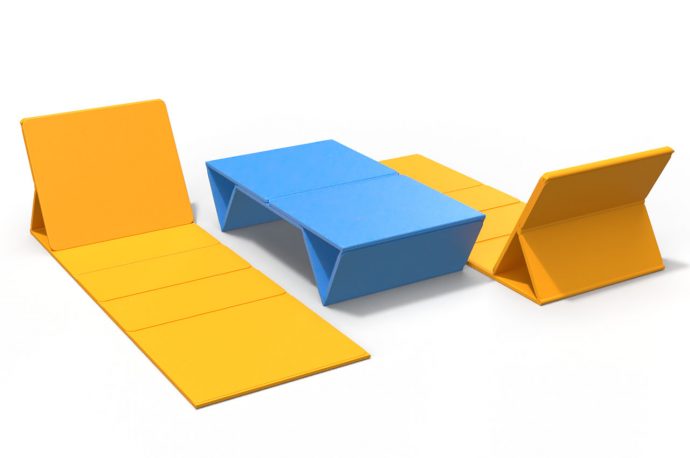 This ultimate picnic mat transforms into a lounger, a stool or a coffee table for convenience and comfort in the outdoors