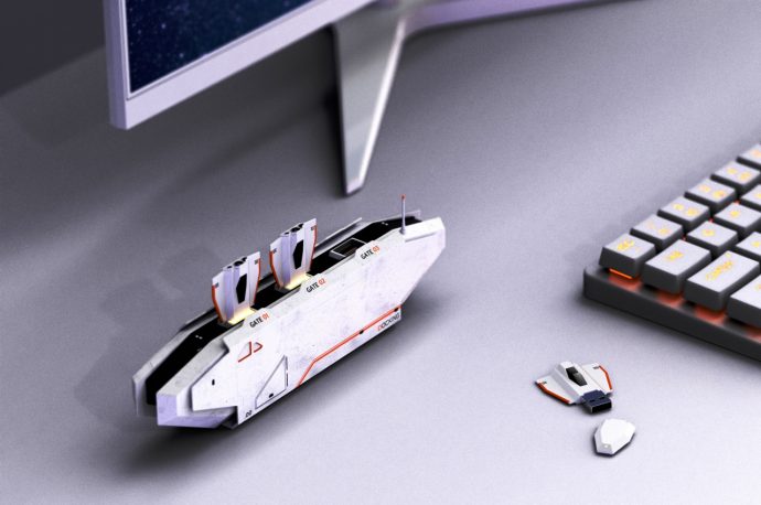 This USB Hub concept brings a literal docking station to your desk