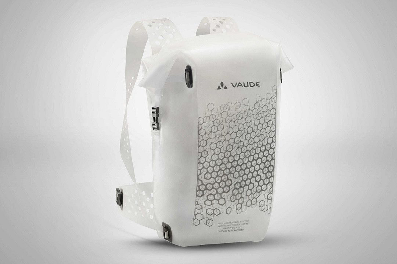 #This 3D-printed backpack is constructed from fully recyclable mono-materials to create a circular design loop