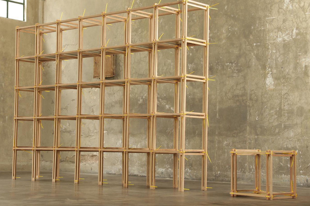 #This sustainable shelving unit is held together by a system of cable ties