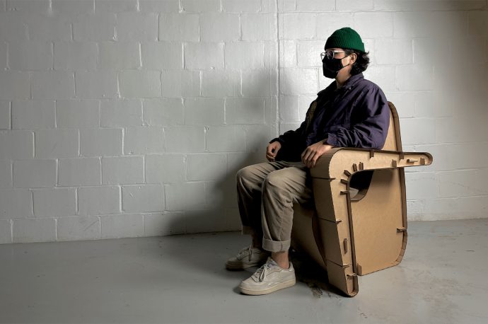 This chair design concept uses anthropometric studies to construct ergonomic seating from cardboard