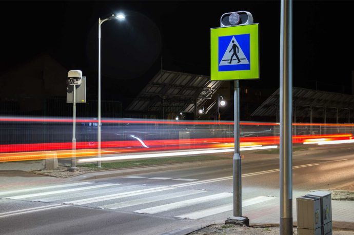 This pedestrian cross-walk system uses smart technology to ensure a safe flow of traffic