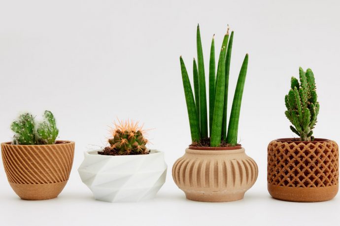 This collection of everyday items is 3D printed from disused wheat bran to create zero waste