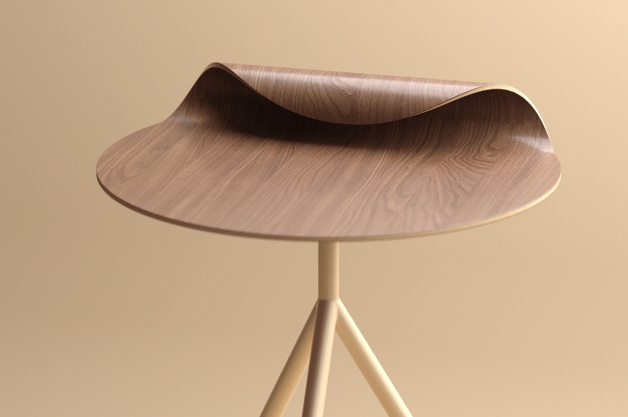 Wavelet Side Table’s curled side doubles as a handle