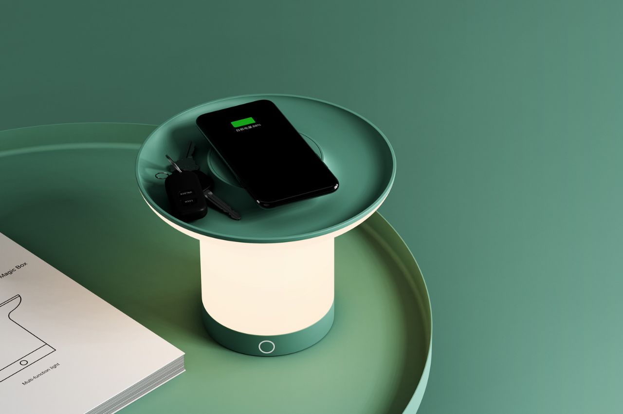 #Multi-purpose light is a wireless charger, lamp, and container in one
