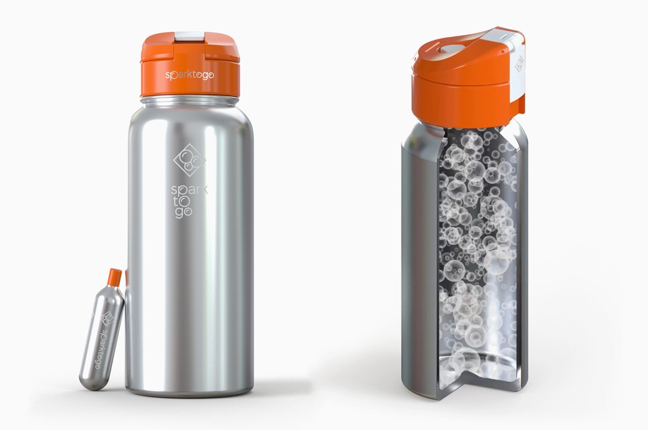 #‘Spark To Go’ is a reusable portable bottle that lets you instantly turn regular water into sparkling water