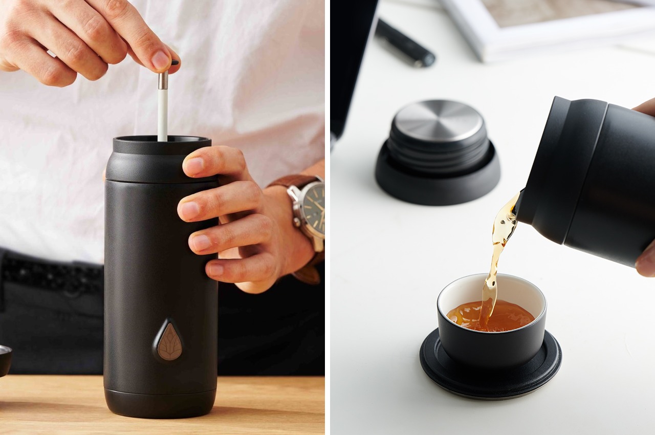 This ‘French Press for Tea’ gives you the perfect brew in a portable travel flask