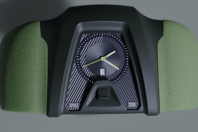 This futuristic watch concept combines the aesthetics of spaceships with the precision of analog mechanics