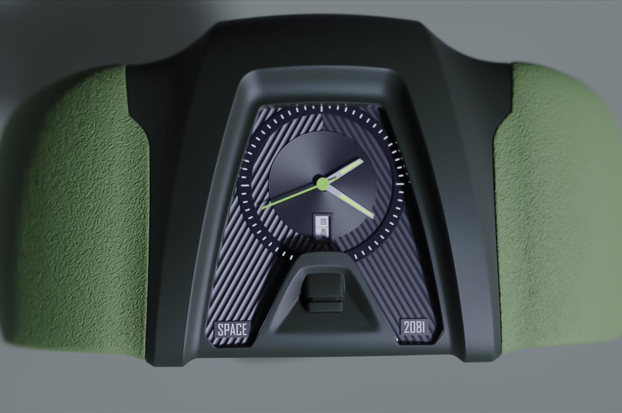 This futuristic watch concept combines the aesthetics of spaceships with the precision of analog mechanics