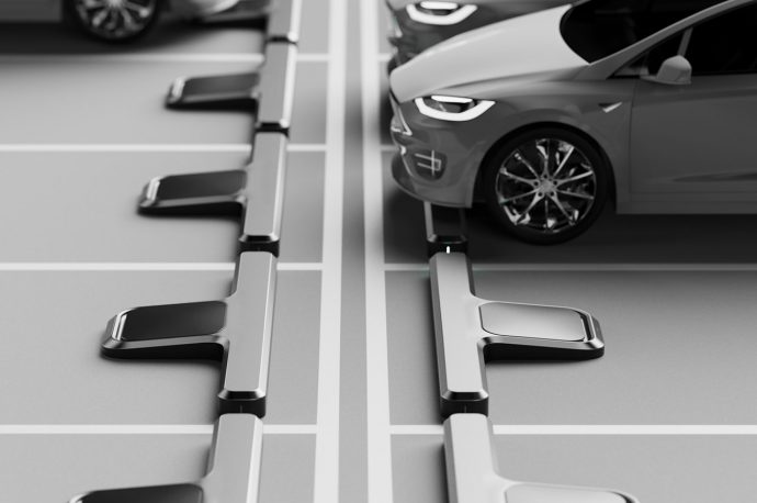 This parking car stopper doubles as wireless charger for your electric vehicle