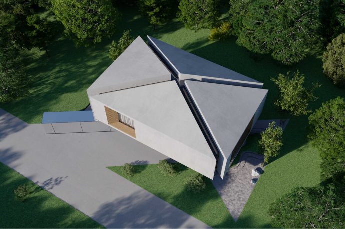 This X-shaped dystopian family residence is split into four quadrants to find privacy in the digital age
