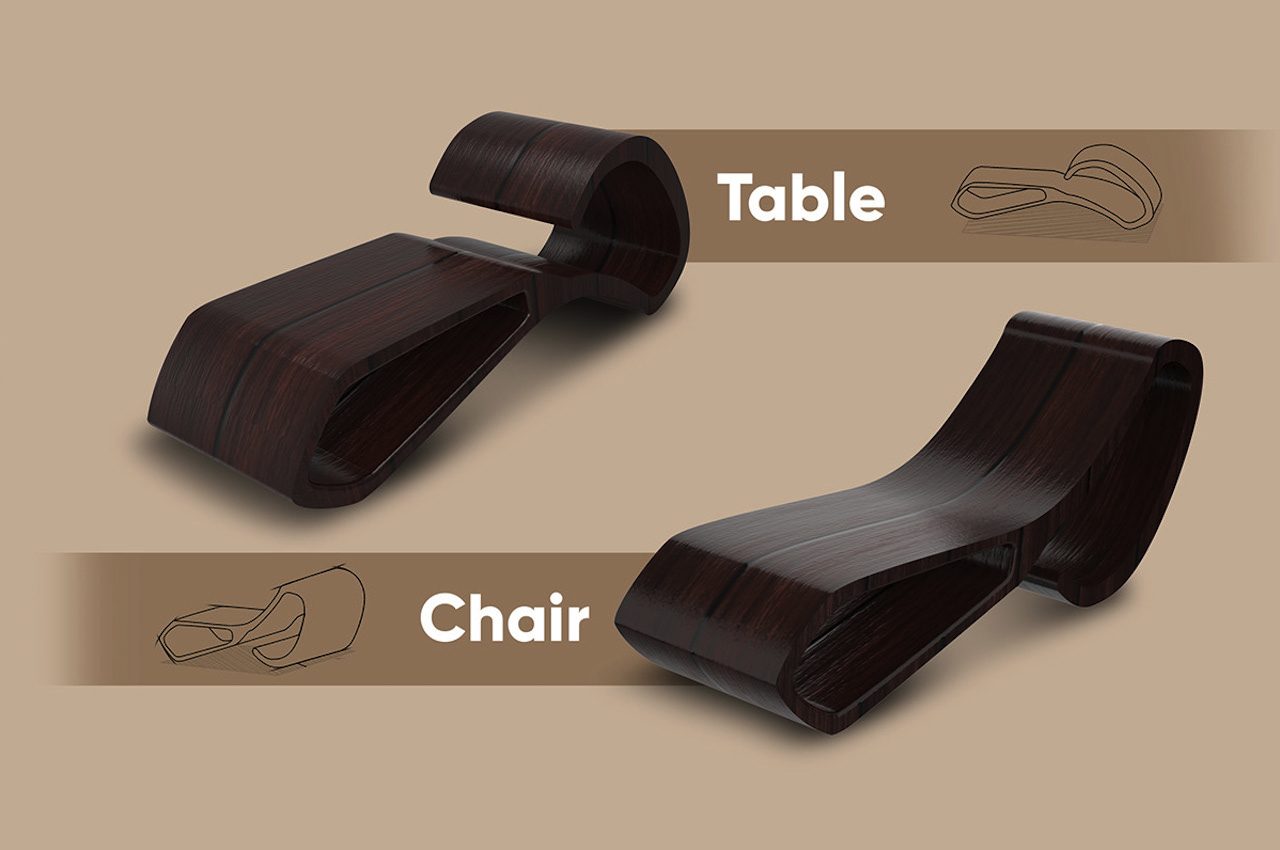 #ANYWAYS Concept Furniture can transform into a lounge chair, table, and storage