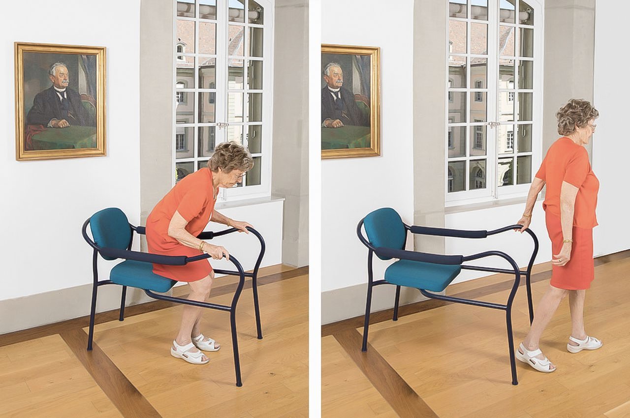 #Chair with extended arms to help elderly sit and stand without assistance