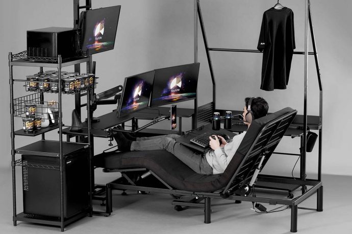This hi-tech gaming bed puts you on “Eat Sleep Play Repeat” in ergonomic comfort for strategic advantage