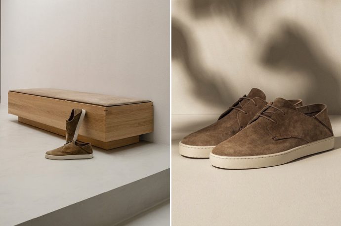 Norm Architects and KOIO design complementing minimalist shoes and oak bench