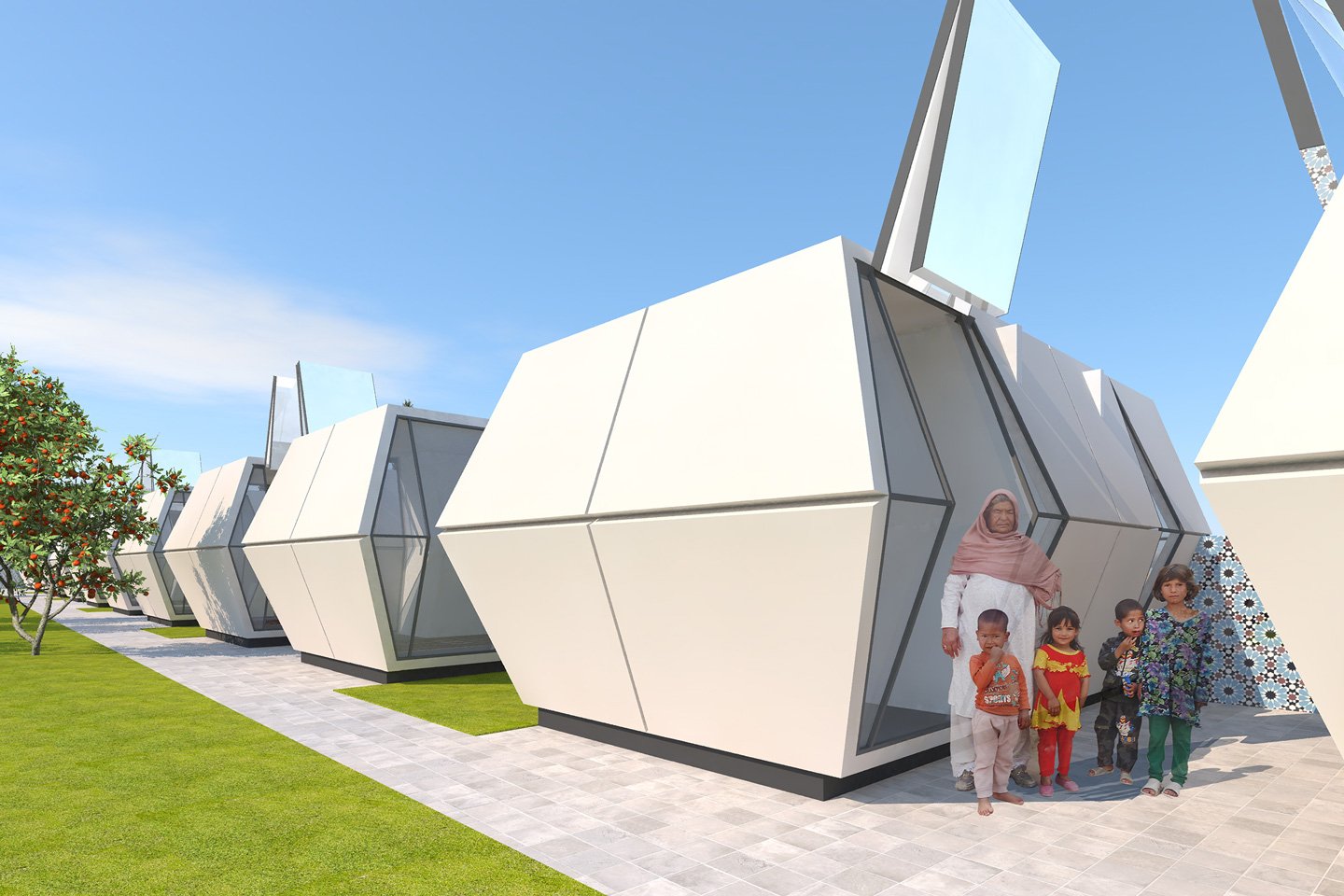 #Origami-inspired Prefab Pod with a folding design makes it easy to set up instant refugee shelters