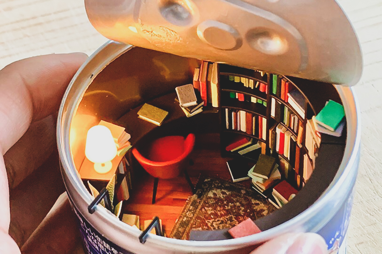 #This miniature bookish nook holds an entire world inside a food can
