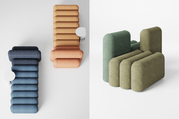 This modular pouf and sofa hybrid concept looks a teeny bit uncomfortable