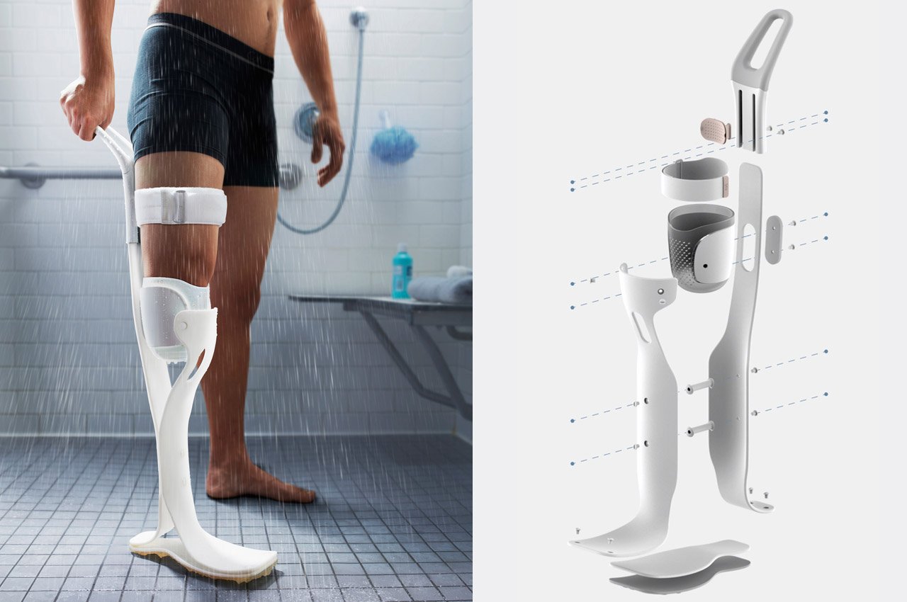 This modular prosthetic shower leg facilitates easy cleaning of residue limb  - Yanko Design