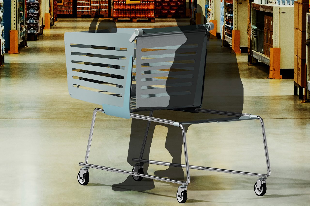 #This modular shopping cart has space for sitting when you get dead tired in the mart