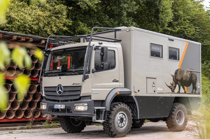 This reinforced Mercedes Atego off-road camper is built for tough adventures