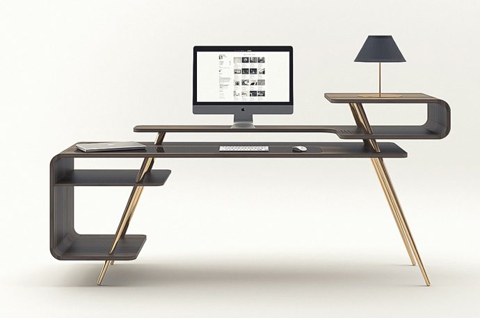 This sleek singular office table comes with multi-levels good for storage