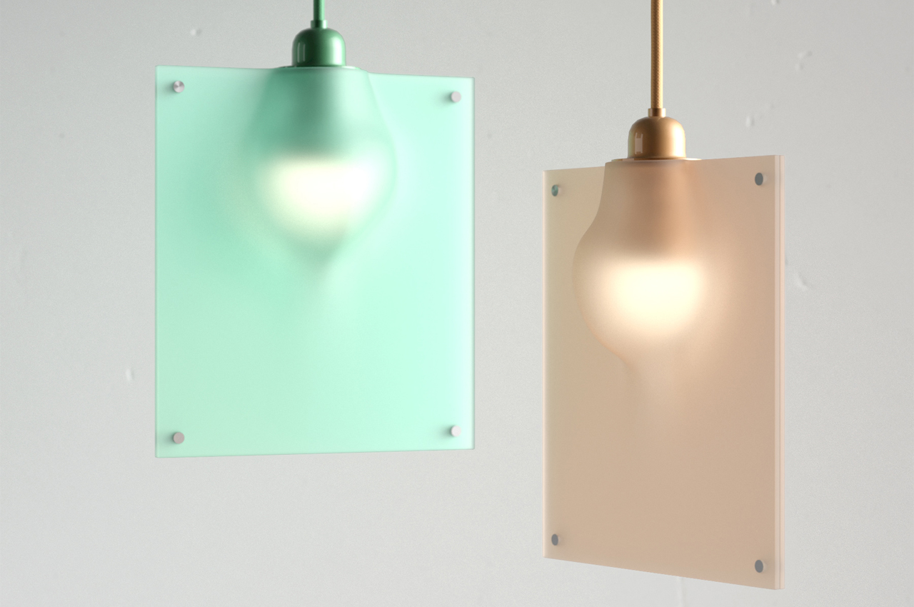 #Pendant lamp sees light bulb enveloped by plexiglass