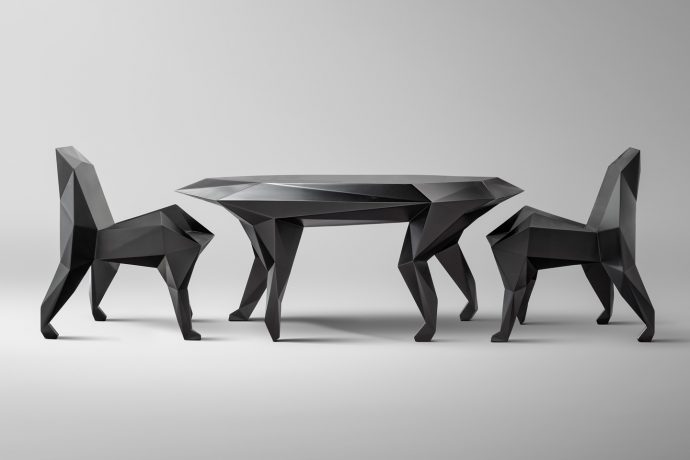 Art Noveau meets Minimalism – This low-poly furniture reinterprets animal motifs in a minimalist style