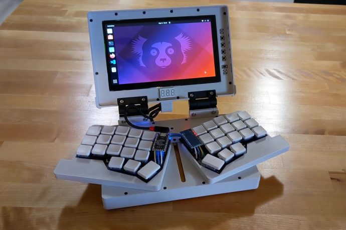 This chunky palm-sized DIY laptop cleverly hides a split ergonomic keyboard