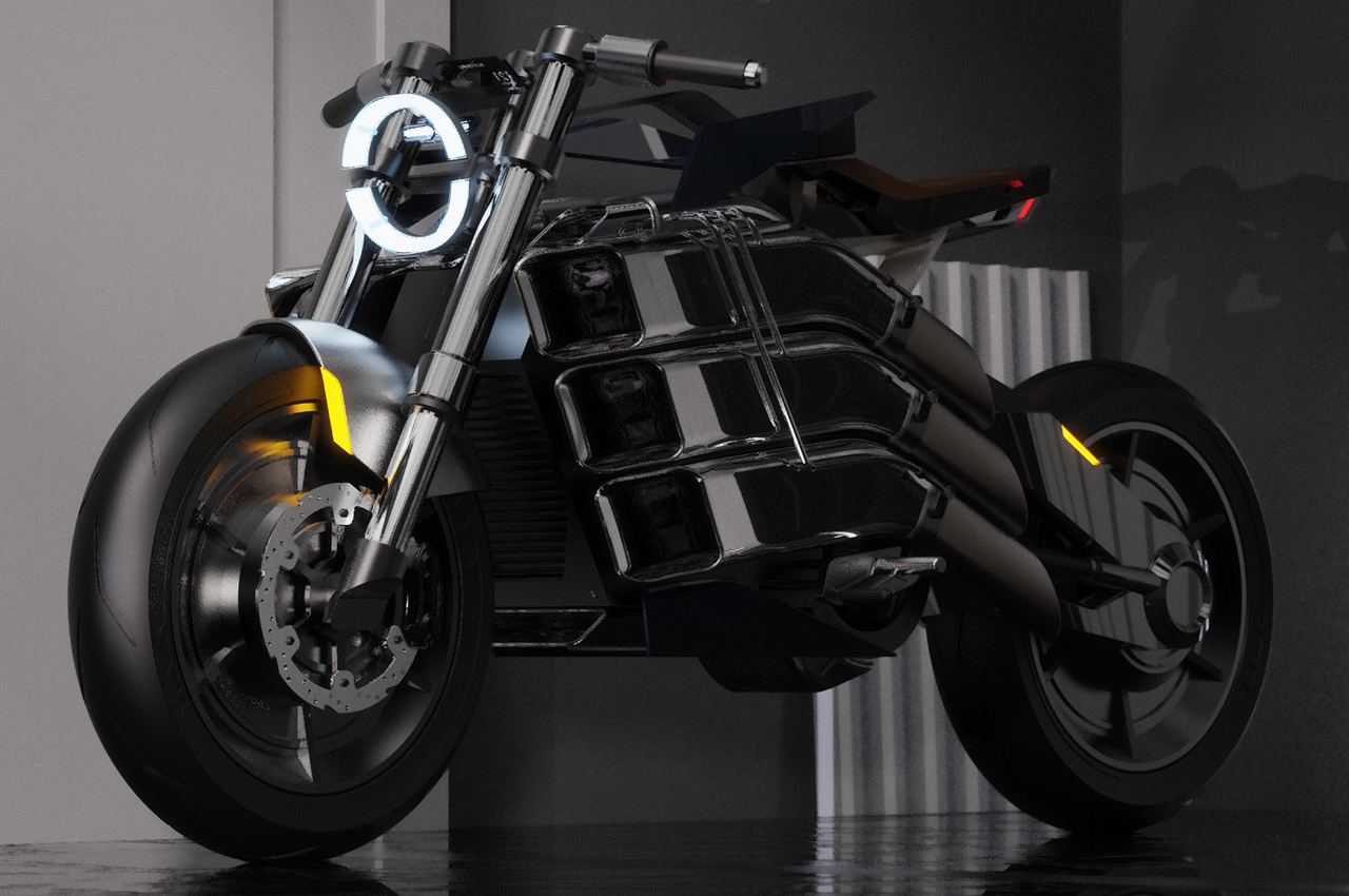 #This futuristic electric bike generates sounds courtesy of resonating tubes on one side