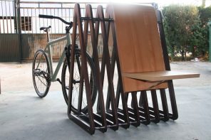 This modular bench concept gives bikers a place to park and sit