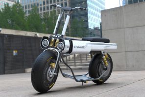 This spacecraft-inspired trendy urban scooter is in part powered by solar energy