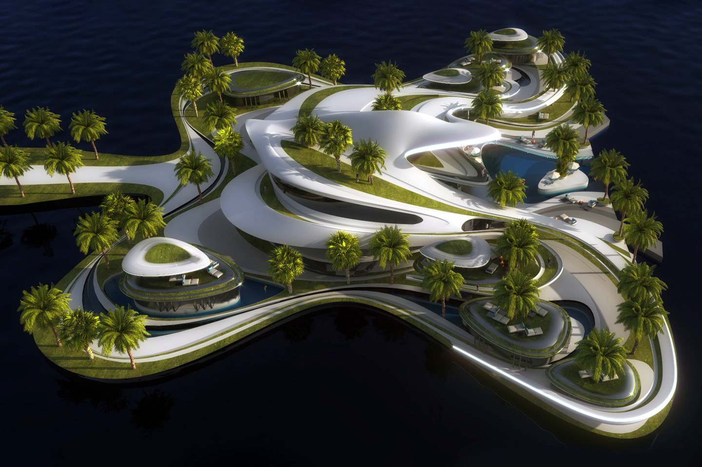 #Zaha Hadid-inspired private villa sits on its own artificial island, and is designed to be sustainable