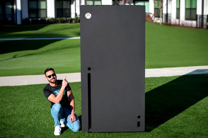 This fully functional Xbox Series X console stands at over six feet tall