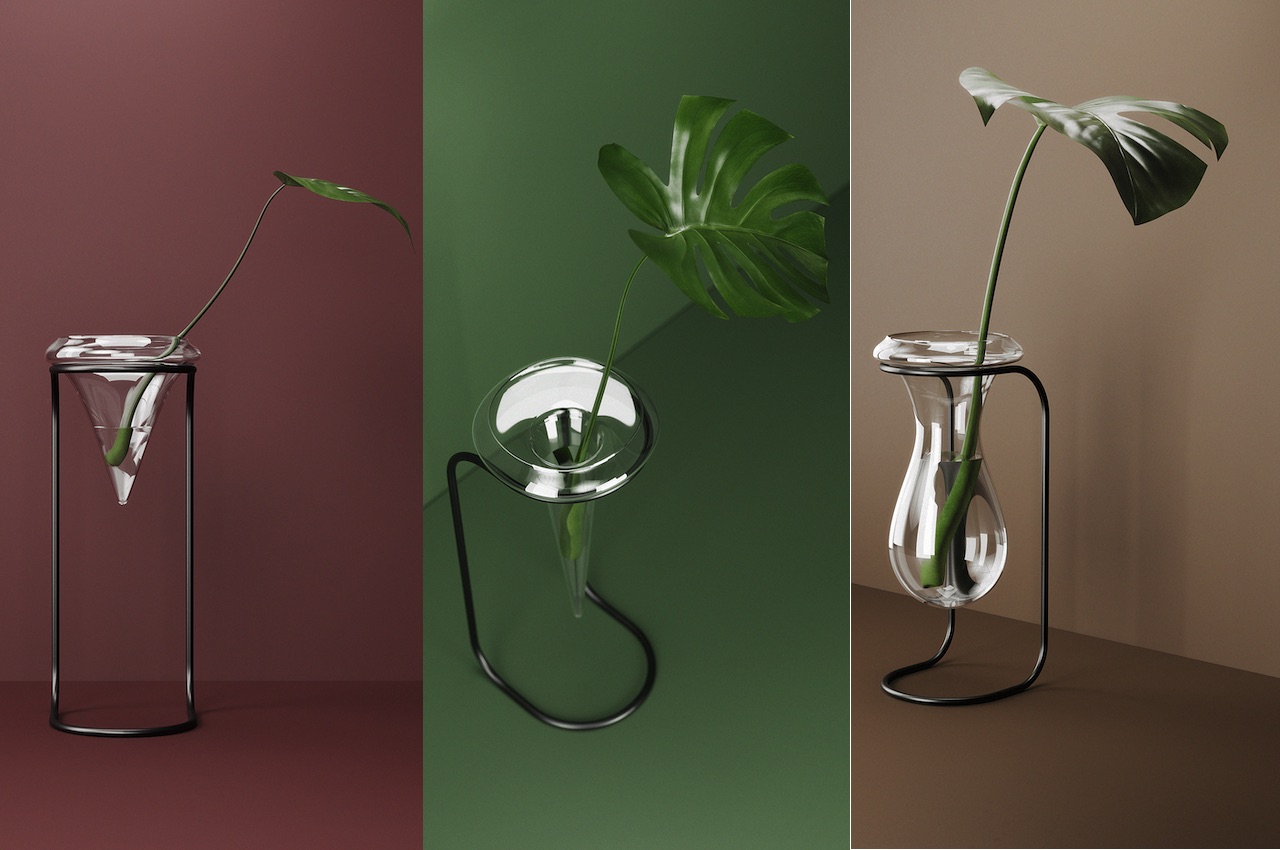 Vaso Gato minimalist and lightweight vase appears as if floating in the air