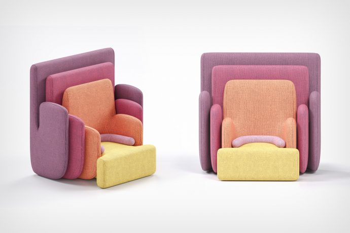 Oddly appealing armchair comes with a nested design that gives it volume