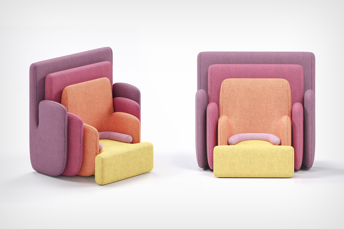 #Oddly appealing armchair comes with a nested design that gives it volume