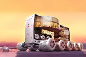 This massive Tesla Hotel-on-wheels concept paints a sci-fi picture of luxury life on Mars
