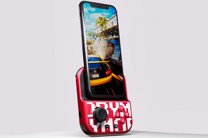 This compact smartphone gaming controller works equally well in portrait configuration too
