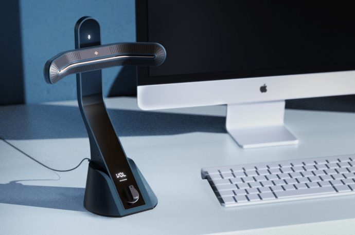This desk microphone makes it painfully clear whether you are muted or not