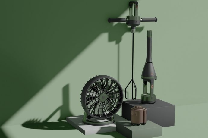 This modular appliance concept reuses a single motor for different purposes