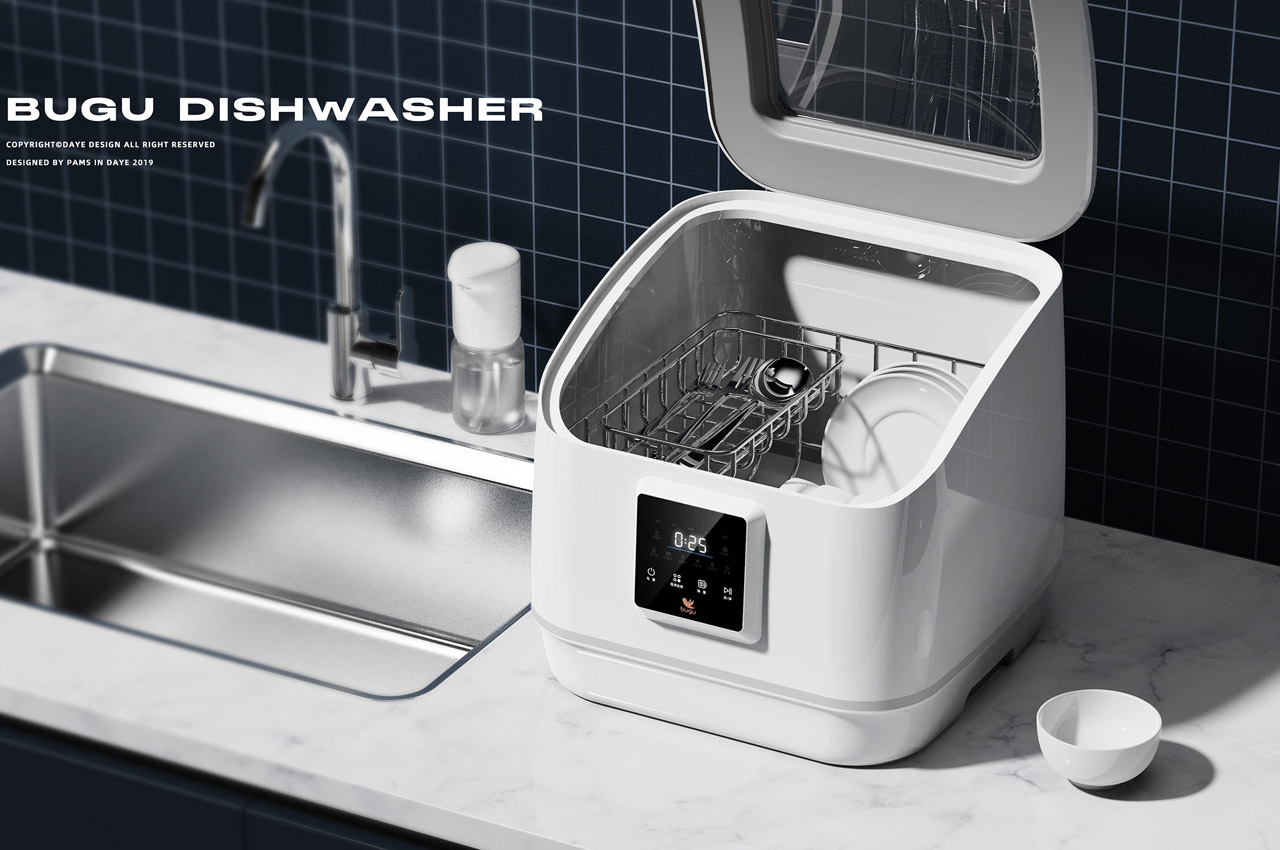 #A miniature dishwasher conceptualized to do the dishes after small family meals