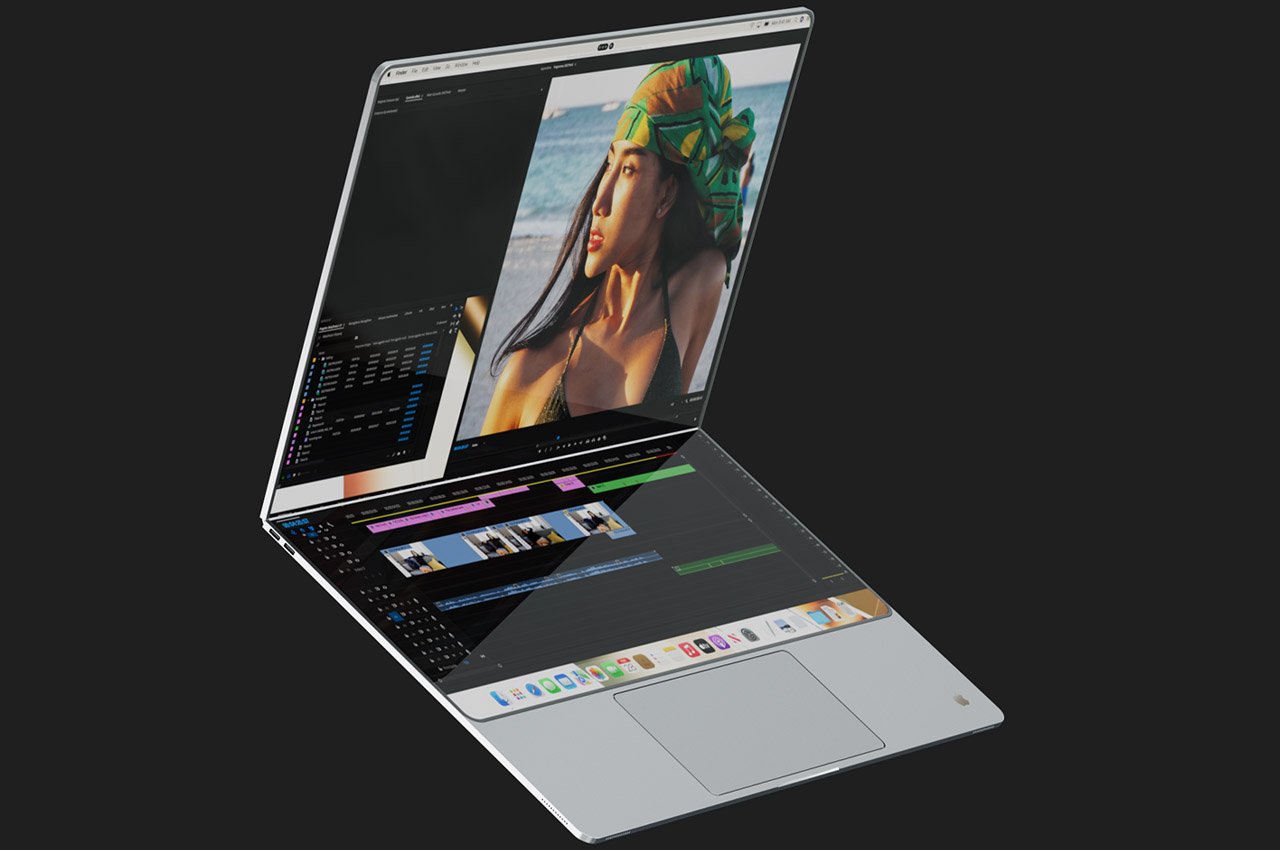 An all-screen Apple MacBook idea hovers on the skinny line between a laptop computer and iPad