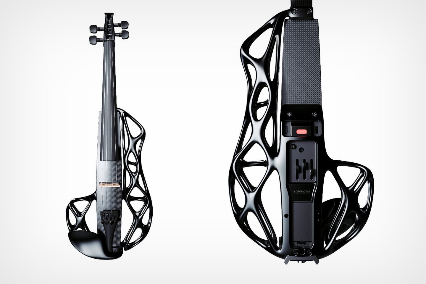 Lille bitte Spild opbevaring Stunning electric violin has a skeletal body made from 3D printed polyamide  and carbon fiber - Yanko Design